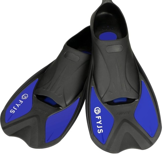 FYJS Other - Unisex Short Swim Fins in Black and Blue - Travel Diving Flippers